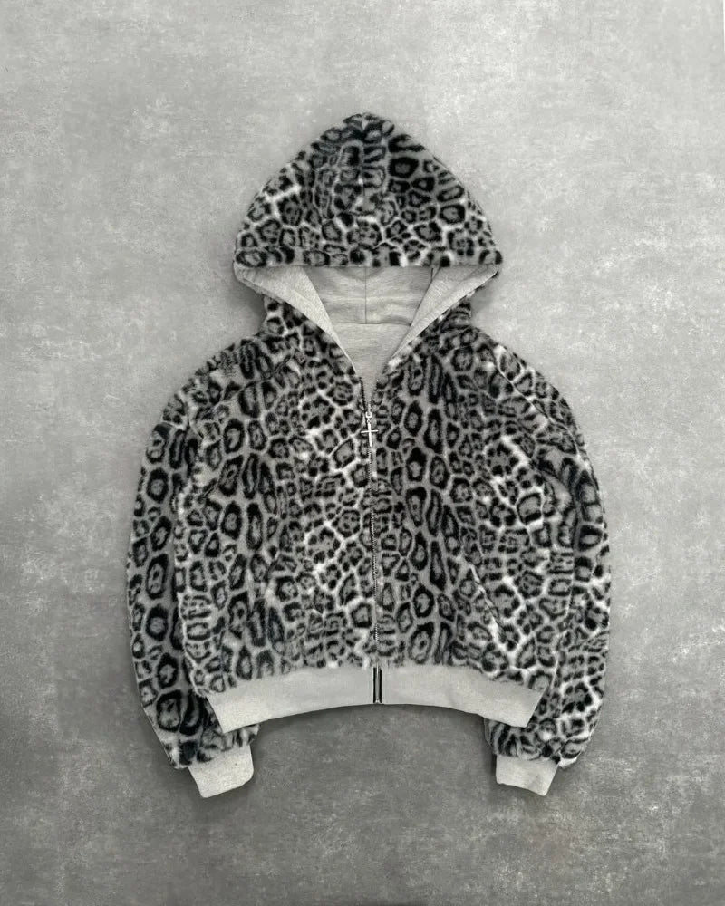 GREY/LEOPARD 2-SIDED ZIPPER
