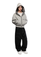 GREY/LEOPARD 2-SIDED ZIPPER